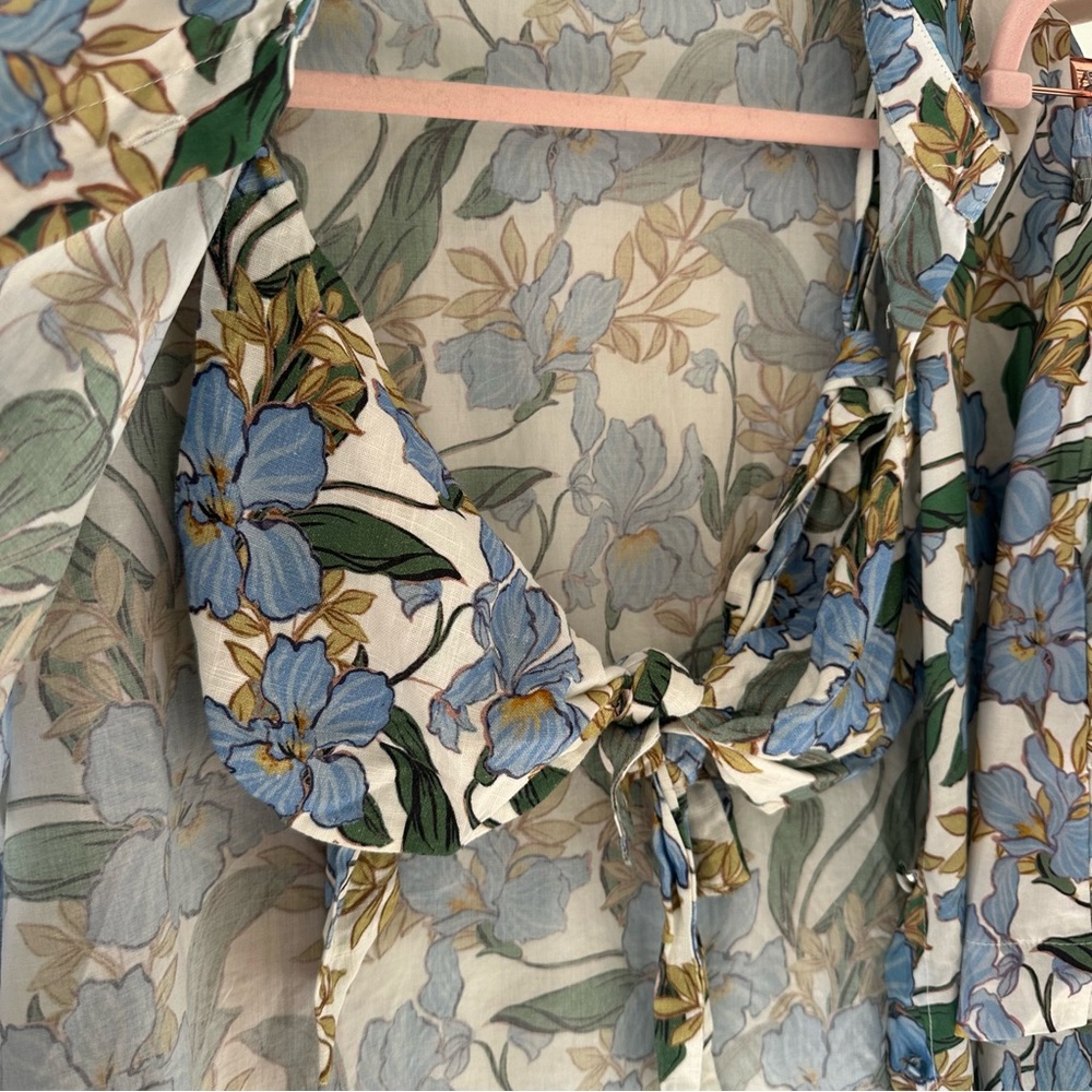 Showpo Blue Floral Button-Up Shirt shorts and bralette - Picture 9 of 10
